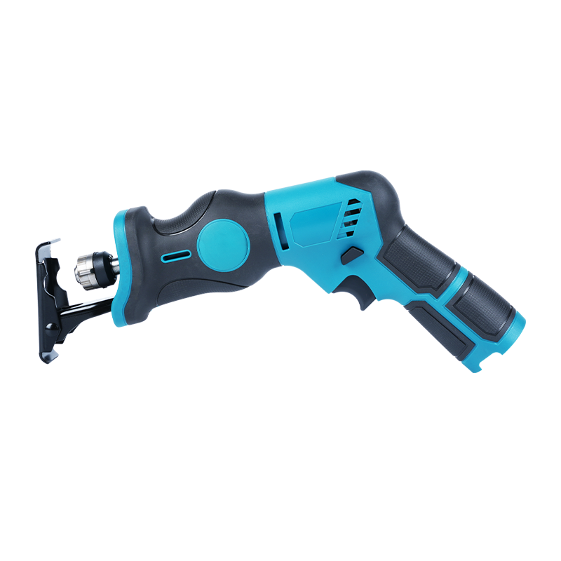 ZY9201 12V high-capacity lithium battery reciprocating saw with high-capacity motor, self-tightening chuck, and soft leather-wrapped handle.