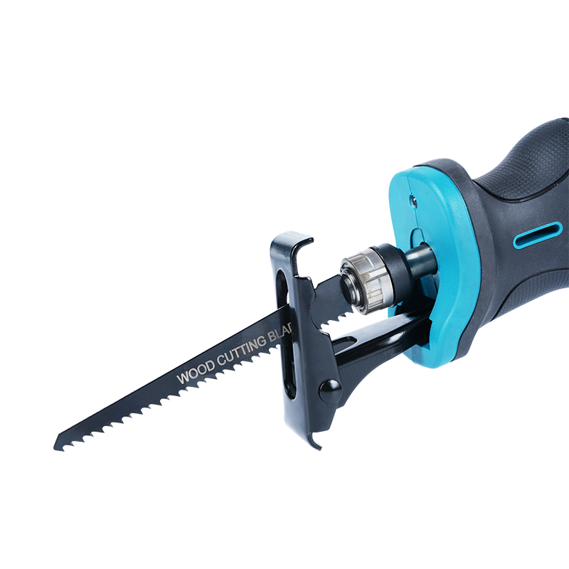 ZY9201 12V high-capacity lithium battery reciprocating saw with high-capacity motor, self-tightening chuck, and soft leather-wrapped handle.